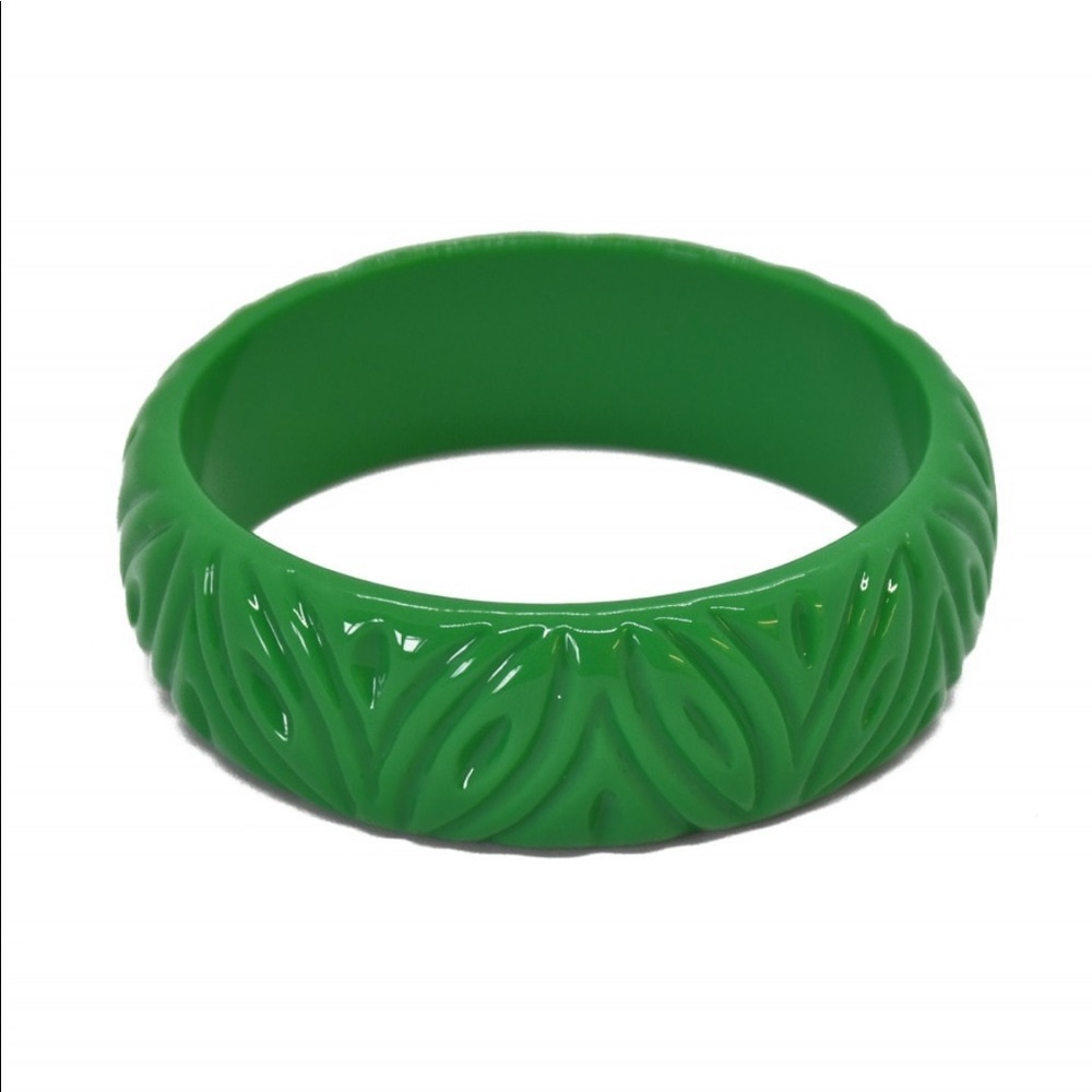 Vivian of Halloway Green Carved Resin Bangle Bracelet -
